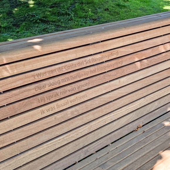 Cliffhanger Bench with engraving