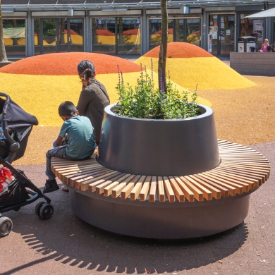 Lean Green Circular Benches